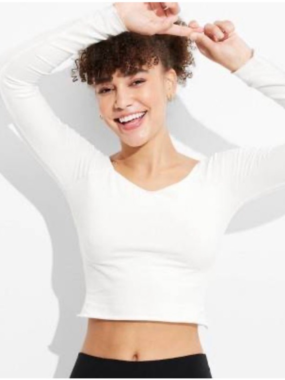 wild fable White Long-Sleeve Scoop Neck Top